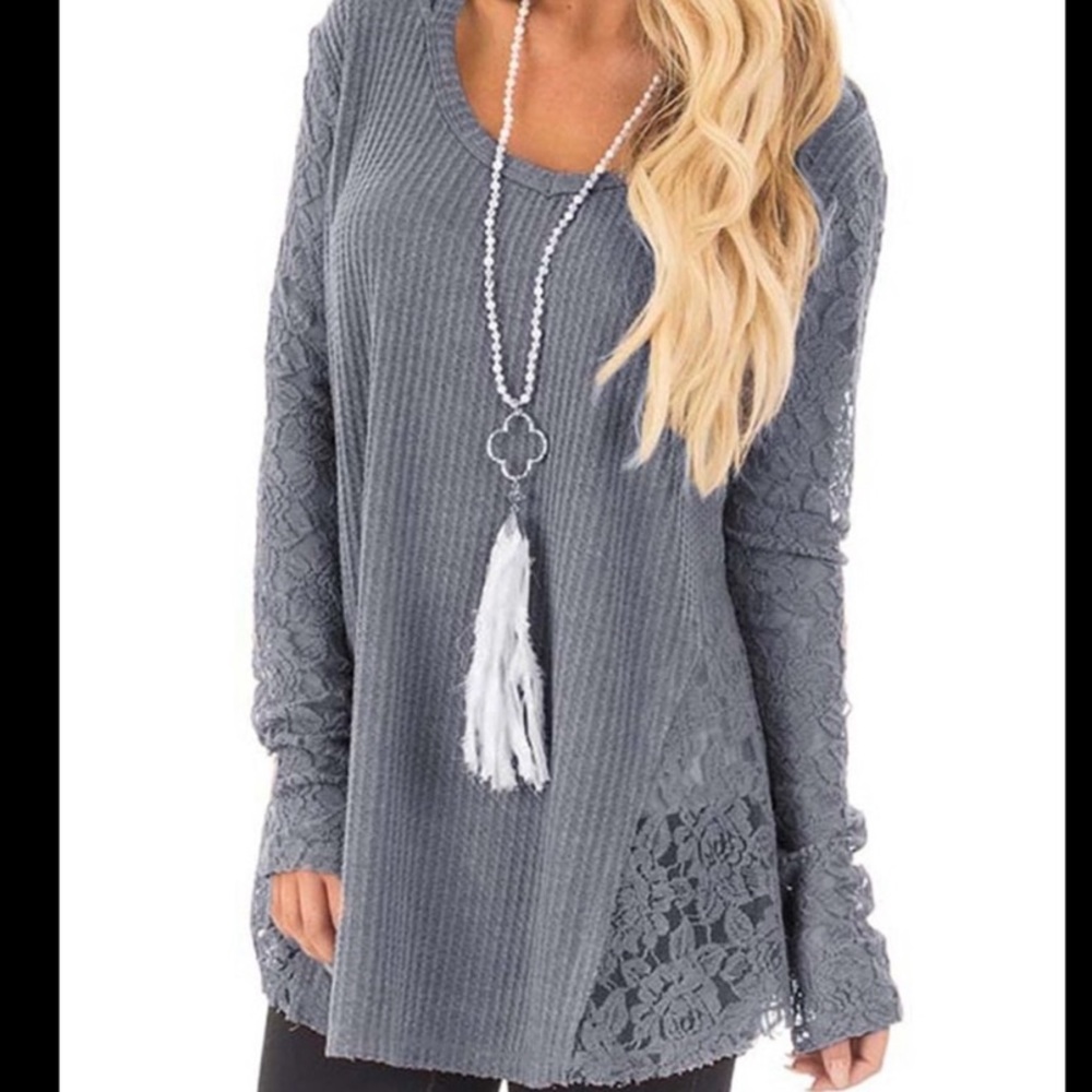 Super cute woman top lace Stitching knitted - Picture 1 of 6